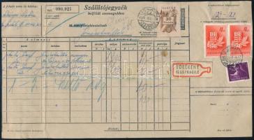 1950 Szállítójegyzék 2 csomagról 10Ft bérmentesítéssel / Parcel list of 2 patrcels