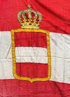 cca 1918 Osztrák-Magyar Monarchia kereskedelmi hajóflotta zászlaja. Nagy méretű, hajón használt péld...