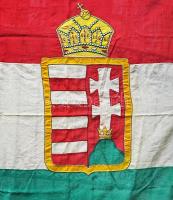 cca 1918 Osztrák-Magyar Monarchia kereskedelmi hajóflotta zászlaja. Nagy méretű, hajón használt péld...