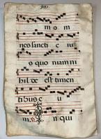 Nagyméretű XVI. századi Missale négy összetartozó lapja, pergamenre nyomtatva. A kézzel készült litu...