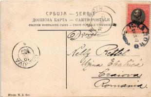 1907 Kladovo, Hauptstrasse, Hotel Gr. Serbie / main street, hotel and restaurant (wet damage)