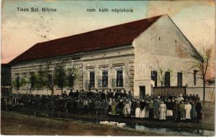 1916 Tiszaszentmiklós, Tisza-Szent-Miklós, Ostojicevo; Római katolikus népiskola. Krischer Ede fényképész kiadása / school (fl)