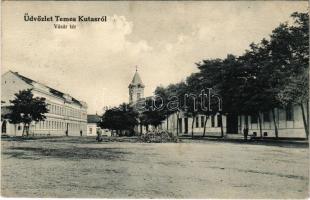 1913 Temeskutas, Temes-Kutas, Gudurica; Vásár tér. Szabonáry Károly kiadása / square