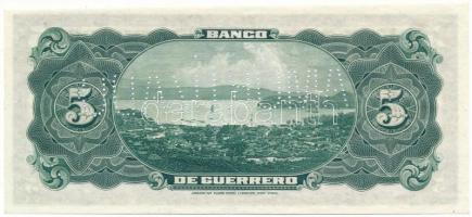 Mexikó/Guerrero DN(1906-1914) 5P "AMORTISADO" perforációval "B 53901" sorszámmal...