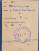 1952 Arcképes Színházi és Filmművészeti Szövetség igazolvány operaénekes részére