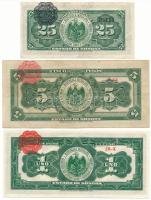 Mexikó/Sonora 1913-1915. 25c - 5P (3xklf) hátoldalon piros / fekete "Tesoreria General Sonorra&...
