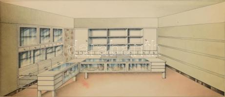 cca 1930-1940 Verkaufsräume im Geschmack der Zeit. Farbige Entwürfe ber neuzeitliche Laden-Ausbauten...