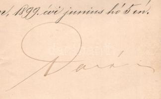 1899 Bp., Darányi Ignác (1849-1927) földművelésügyi miniszter aláírása kinevezési okiraton