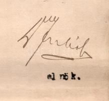1914 Bp., Juhász Andor jogász, Kúria leendő elnöke által aláírt okirat