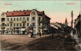 1912 Kaposvár, Széchenyi tér, Frank Béla, Grosz és Keszler üzlete. Fenyvesi Béla kiadása (EK)