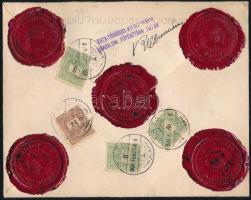 1900 Pénzeslevél 66f díjjal, melyet 3 x 3kr + 24kr bélyegekkel róttak le, a 24kr jól láthatóan csillag vízjellel / Insured cover "TATA" - Budapest