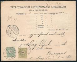 1899 Pénzeslevél 33kr bérmentesítéssel / Insured cover with 33kr franking TATA - Budapest