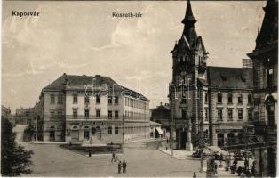 1915 Kaposvár, Kossuth tér, Barta Sándor, Scvarcz Béla üzlete, M. kir. Pénzügyigazgatóság (ázott sarok / wet corner)