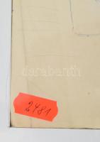 Schönberger Armand (1885-1974), kétoldalas mű: Vera alszik / Álló aktok. Vegyes technika, papír, jel...