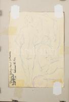 Schönberger Armand (1885-1974), kétoldalas mű: Vera alszik / Álló aktok. Vegyes technika, papír, jel...