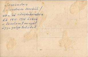 1915-16 Smederevo, Semendria, Szendrő; WWI military era, damaged church tower. photo (gluemark)