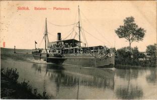 1915 Siófok, Balaton, BAROSS gőzös, gőzhajó. Taussig A. 9632. (EK)