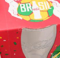6 db 2014 Coca Cola Brasil VB + 1 db üveg pohár, eredeti dobozában 14 cm