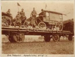 1917 Ospedaletto (Südtirol), 208. Feldspital / WWI K.u.K. military field railway, field hospital train with soldiers and medics. photo (11,3 cm x 8,8 cm) (vágott / cut)