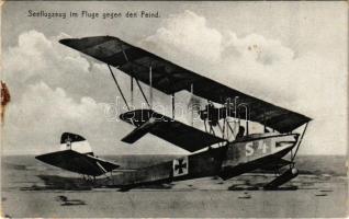 K.u.K. Kriegsmarine Seeflugzeug im Fluge gegen den Feind / WWI Austro-Hungarian Navy, flying boat S-4 (Albatross machine) takes off. C. Fano, Pola 1916-1917. (fl)