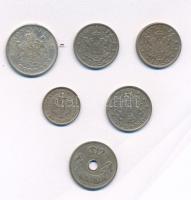 Románia 1906. 10b Cu-Ni + 1954. 10b Cu-Ni + 1924. 1L Cu-Ni (3x) + 1946. 2000L Cu ezüstözött T:XF-F p...