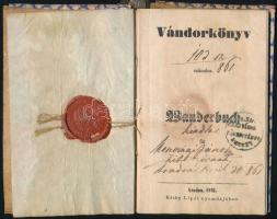 1861 Arad, Vándorkönyv német és magyar nyelven, viaszpecséttel, ragasztott gerinccel