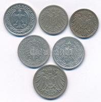 Német Birodalom 1901. 5pf Cu-Ni +1915. 5pf Fe + 1912. 10pf Cu-Ni + 1877. 50pf Ag + 1927. 50pf + 1914...