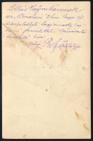 Vitéz Pisky Zoltán (1893-1945) gyalogsági ezredes, hátoldalán saját kezű soraival, felületén törésny...