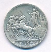 Olaszország 1916R 2L Ag "III. Viktor Emánuel" T:VF karc Italy 1916R 2 Lire Ag "Vittor...