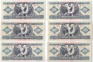 1980. 20Ft (6x) mind különböző sorozatszámmal "C307 - C404" T:F
Adamo F17