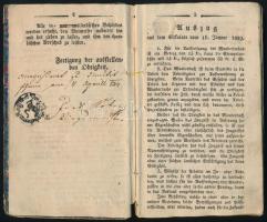 1827 Német nyelvű vándorkönyv sok bejegyzéssel