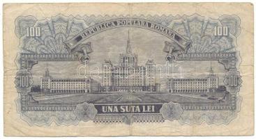 Románia 1952. 100L "g18 874241" T:VG
Romania 1952. 100 Lei C:VG 
Krause P#90b