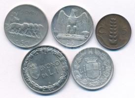 Olaszország 1886R 1L Ag "I. Umberto" + 1930R 5L Ag "III. Viktor Emánuel" + 1919R...