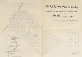 cca 1930 Olcsó házhelyparcellázás Csepelszigeten! - hirdetmény, hajtott, szakadással, parcellázási térképpel