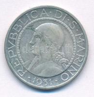 San Marino 1931R 5L Ag T:AU,XF San Marino 1931R 5 Lire Ag C:AU,XF Krause KM#9