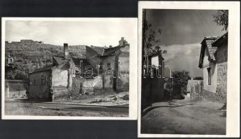 cca 1930 Budapest, Tabán, utcaképek, 4 db fotó gyűrődésekkel, 24×18 cm