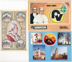 21 db MODERN vallás motívum képeslap: pápák, közte néhány régi lap / 21 modern religion motive postcards: popes, including some pre-1945 cards also