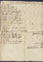 cca 1800 Dobozy Istvánné Bornemissza Klára hagyatéki leltára (hajtásoknál kopott)