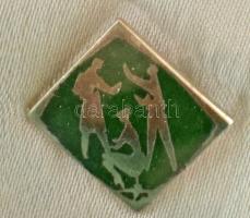 Vincze Dénes (1914-1972) DN Szocreál tudomány témájú bronz plakett (78mm) + műgyantás jelvény, megeg...