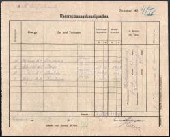 1918 S.M.S. Monarch cs. és. kir haditengerészet Überrechnungskonsignation számlázás négy tengerésznek szobáért és uniformisért, alig valamivel a Cattarói lázadás után. Hajópecséttel