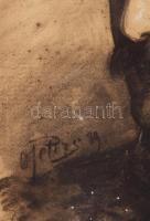 Peters, Ottó (1858-1908): Portré (önarckép?), 1889. Vegyes technika, papír, jelezve balra középen. 4...