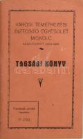 1943-1945 Városi temetkezési biztosító egylet Miskolc tagsági könyv bélyegekkel