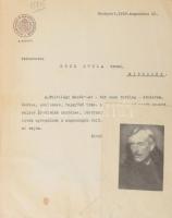 1922 Röck Gyula írónak írt levél Vass József (1877-1930) népjóléti és munkaügyi miniszter, autográf aláírásával, + Röck autográf írással ellátott őt ábrázoló levelezőlapján