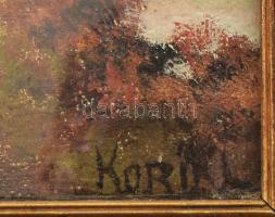 Olvashatatlan jelzéssel: Szarvasbőgés. Olaj, vászon. Üvegezett, sérült fakeretben, 29,5×40 cm