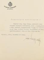 1941 A miskolci VII. hadtest parancsokának vitéz Nagy altábornagynak aláírása fejléces levélpapíron