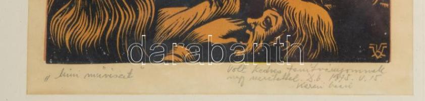 Várkonyi Károly (1910-2001): ,,Mini művészet". Linómetszet, papír, jelzett, Várkonyi Károly aut...