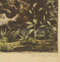 Remsey Jenő (1885-1970): Szentendrei táj. Színezett rézkarc, papír. Jelzett. 29,5x32,5 cm. Dekoratív...