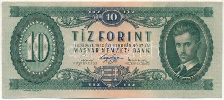 1947. 10Ft "A 761 083598" T:AU / Hungary 1947. 10 Forint "A 761 08598" C:AU Adamo F2