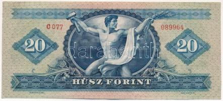 1957. 20Ft "C 077 089964" T:F szép papír / Hungary 1957. 20 Forint "C 077 089964"...