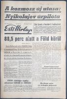 [Folyóirat] ,,A kozmosz új utasa: Nyikolajev űrpilóta. Első üzenet a Vosztok-3 fedélzetéről. 88,5 pe...